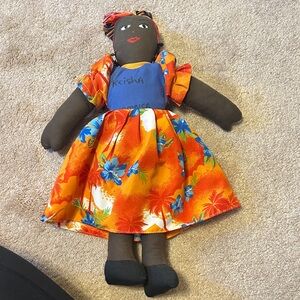 Colorful Fabric Doll with Orange Dress